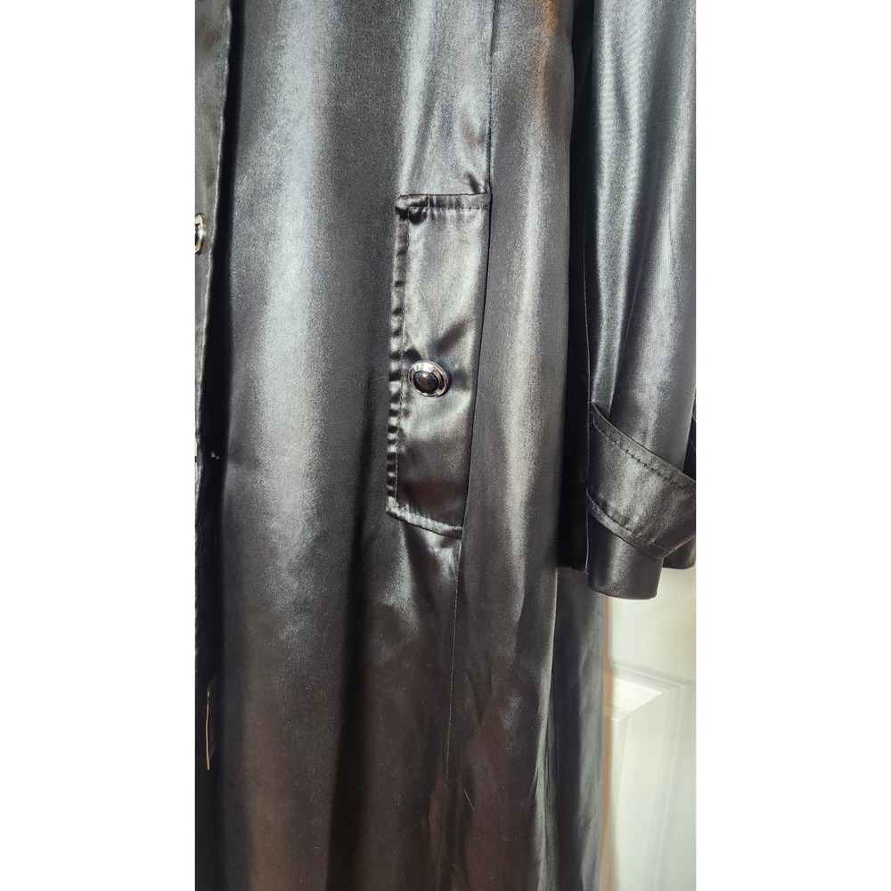 60s 70s Vintage Count Romi Black Trench Coat All Weather Traveler Size 8 Medium - Picture 6 of 16